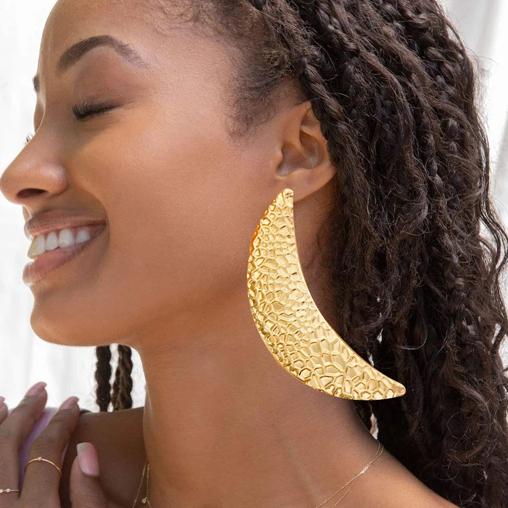 Fashion Jewelry Big Gold Color Round Geometric Earrings Dangle Drop Earrings For Women African Wedding Party Gifts