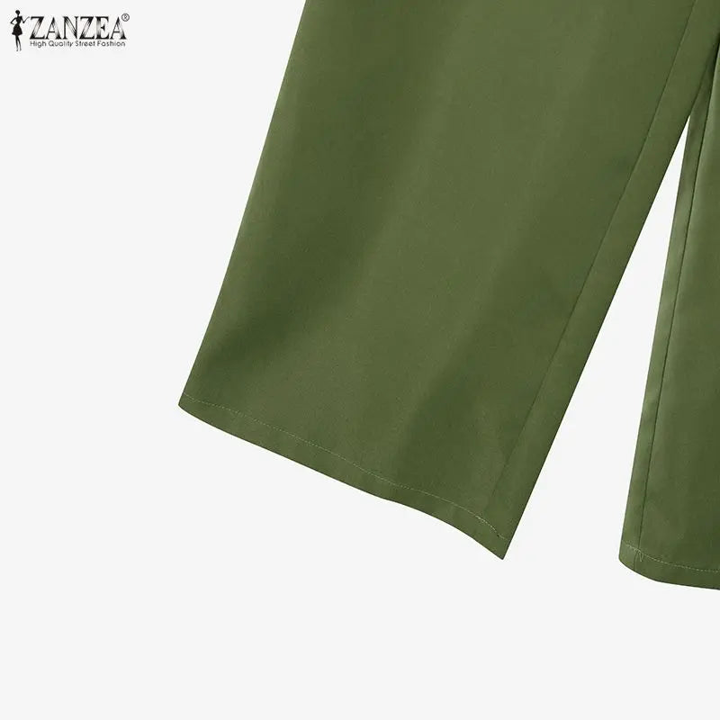 Loose Blouse And Wide Leg Pants Set