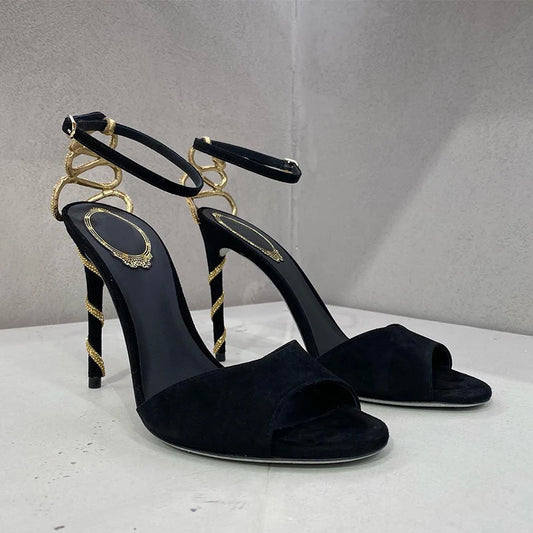 Serpentine Strappy Stiletto Sandals With Open Toe for Women