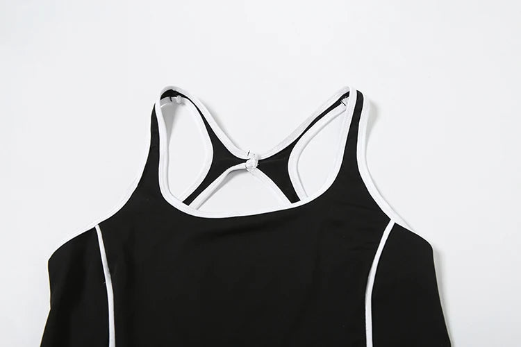 Cutenew Panelled Stripe Women Jumpsuits Casual Summer Sporty O-neck Sleeveless Backless Skinny Overalls Female Active One Piece