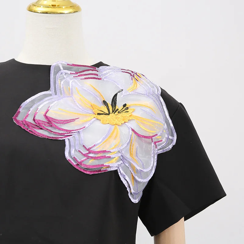 Elegant Floral Backless Cropped Top Two Piece Set for Women
