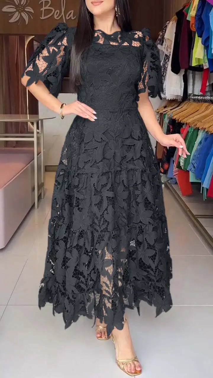 Lace Detail Long Sleeve Fitted Dress for Women