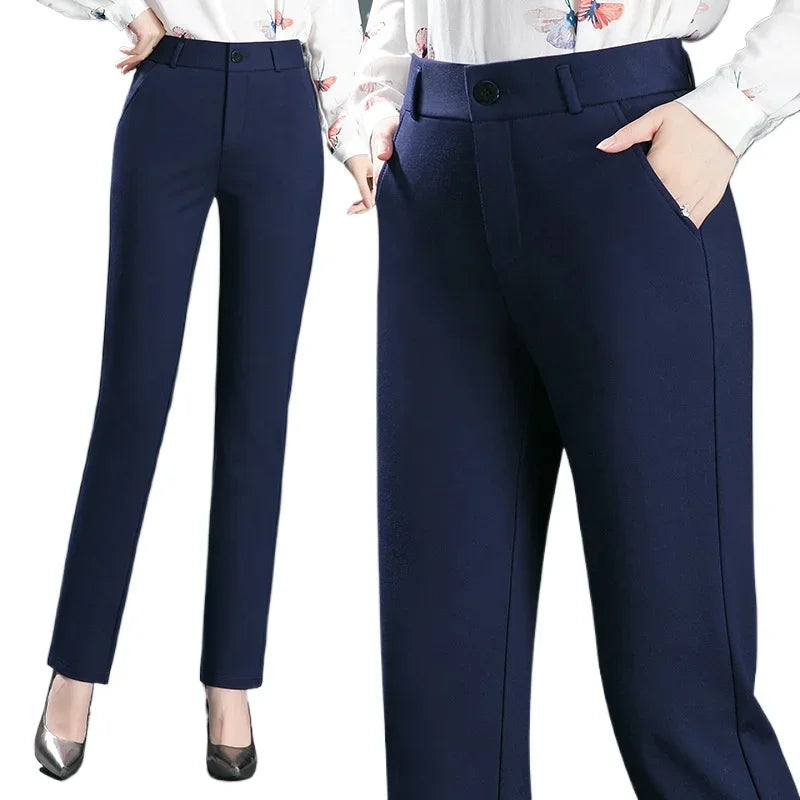 High Waist Straight Leg Relaxed Fit Pants For Women
