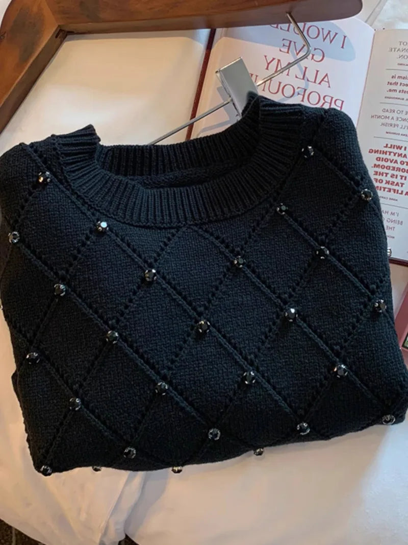 Vintage Knit Short Sleeve Cropped Sweater for Women