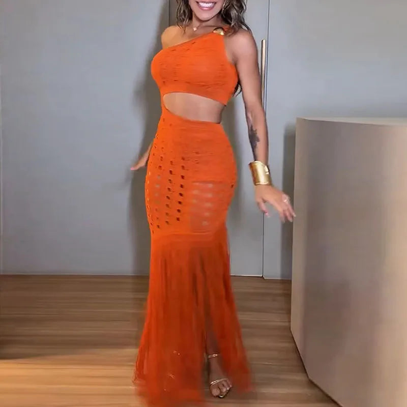 Elegant Sleeveless Tassel Hem Knit Maxi Dress for Women