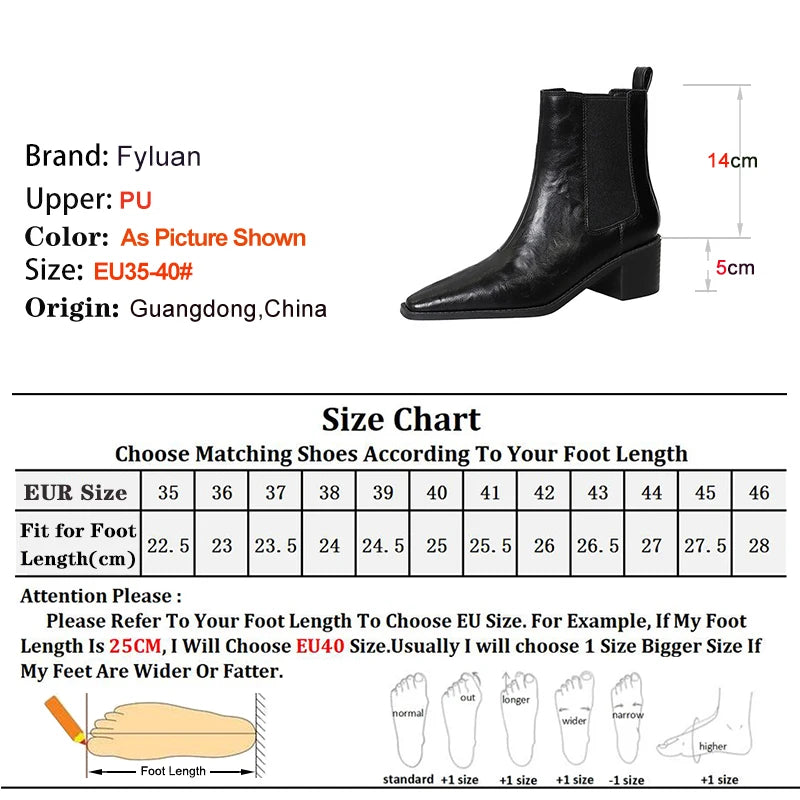 Black Pointed Toe Block Heel Ankle Boots