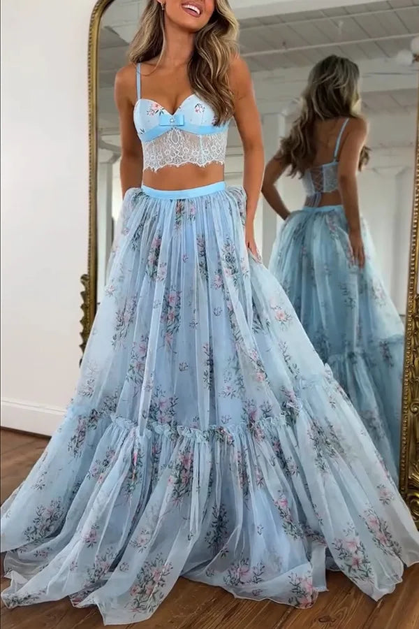Vacation Style Lace Patchwork Two Piece Set for Women