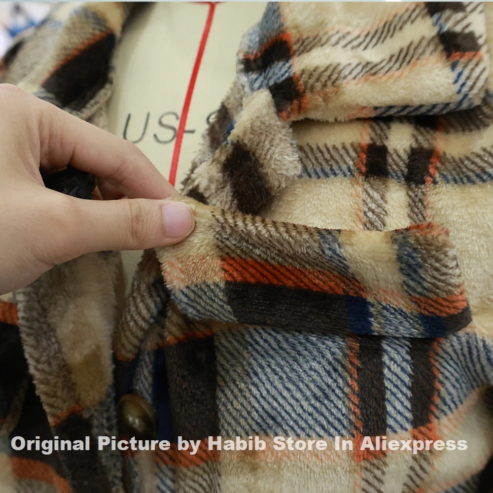 Flannel Plush Warm Plaid Jacket Women's Medium-length Winter New Style Korean Version Loose-fit Long Jacket Warm Long Sleeve