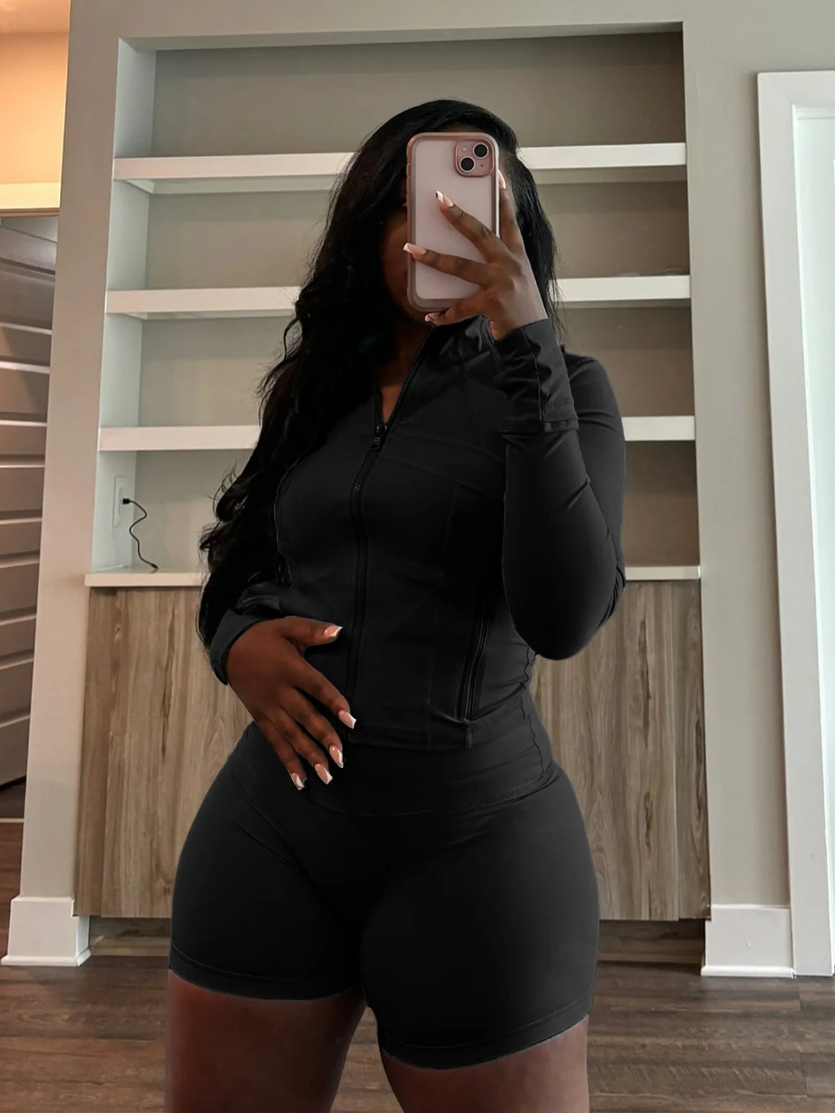 Slim Fit Sporty Two Piece Shorts Matching Set for Women