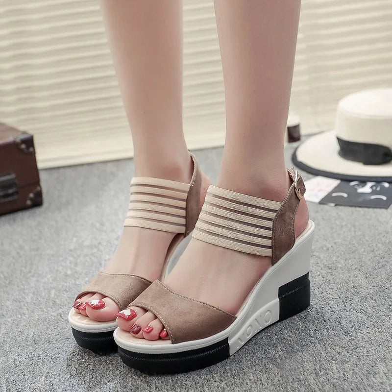 Air Mesh Platform Wedge Sandals