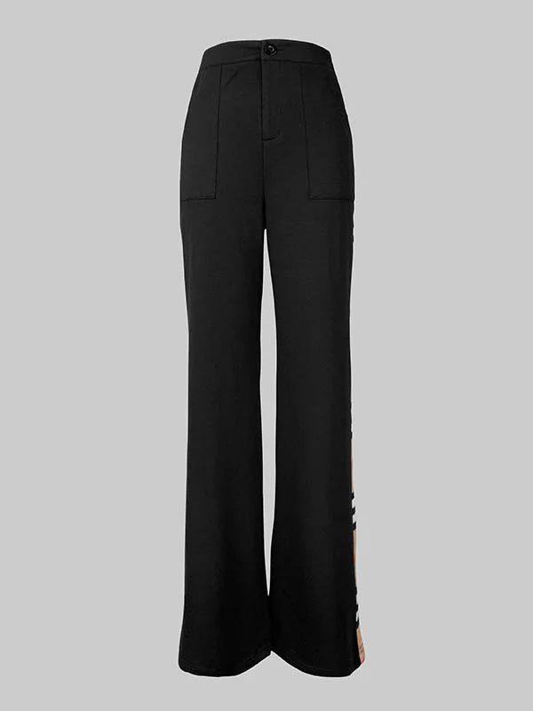 Gymystars Spring Women's trousers Contrast Color T-Shirts New Casual Wide Leg Trousers High Neck T-Shirts Female Tops&Bottoms