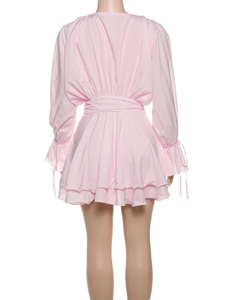 Stacked Ruffle Bandage Mini Dress