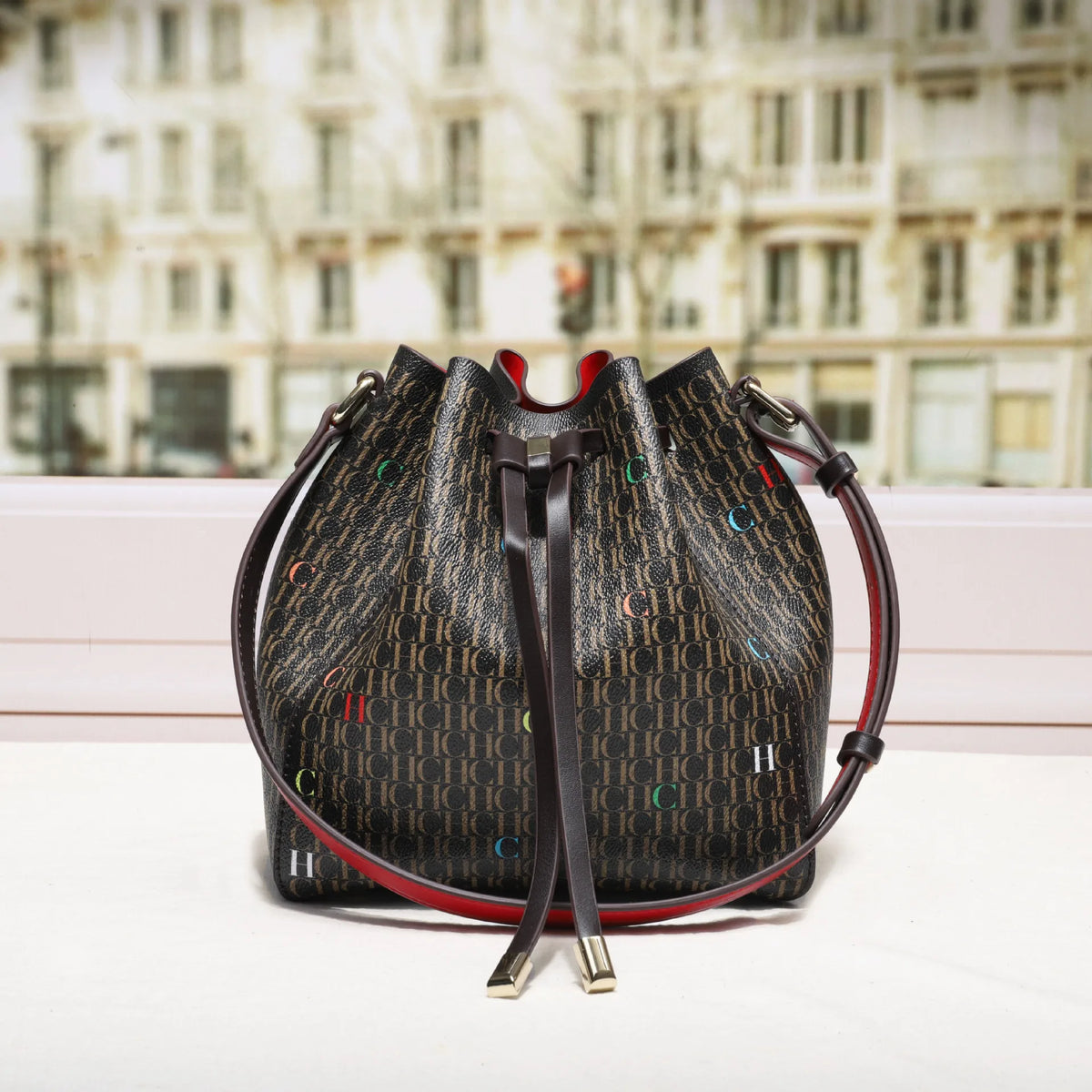 Drawstring Shoulder Tote Bag