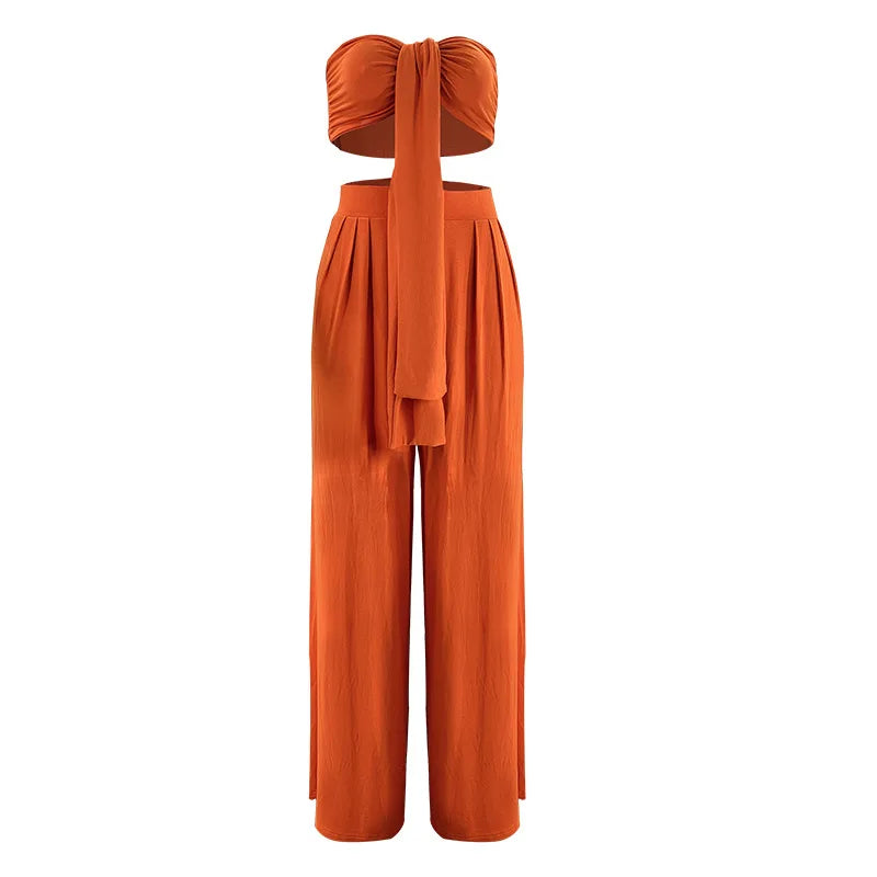 Elegant Solid Color Casual Two Piece Set for Women