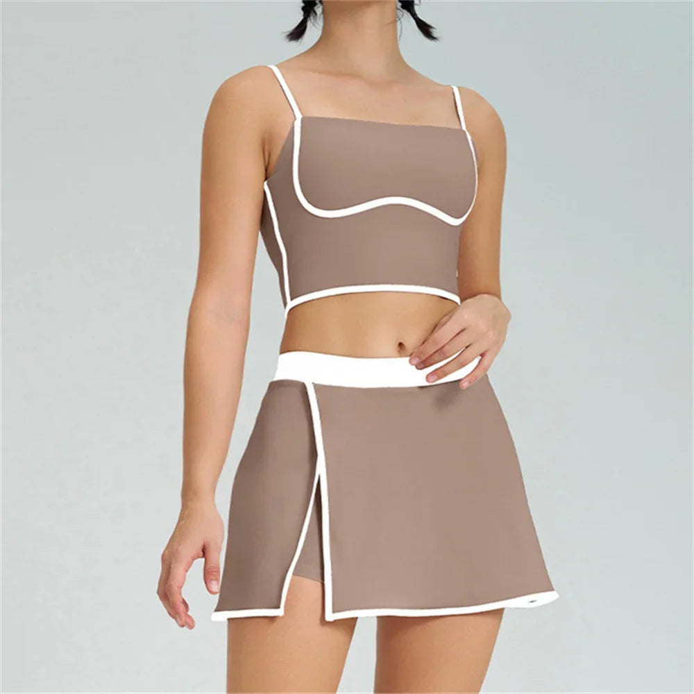 1/2PCS Women Tracksuit Yoga Set Gym Set Bra Sports Anti Shorts Skirt Workout Sportswear Running Gym Wear Athletic Suits