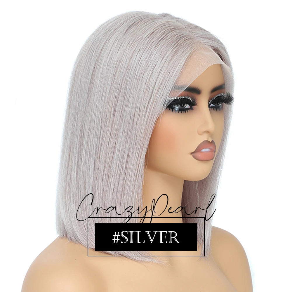 Short Transparent Lace Human Hair Bob Wig for Women