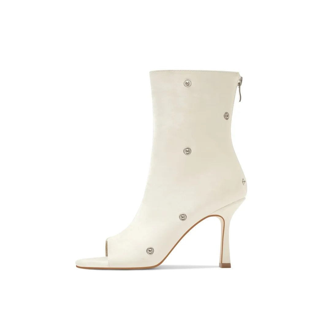 Mid-Calf Open Toe High Heel Pleated Boots for Women