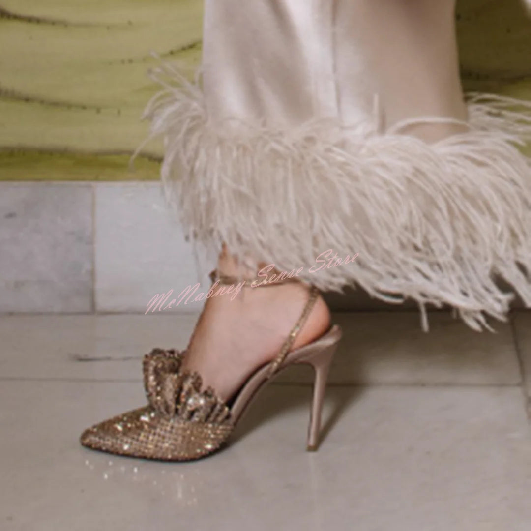 Glamorous Crystal Slingback Stiletto Pumps For Women