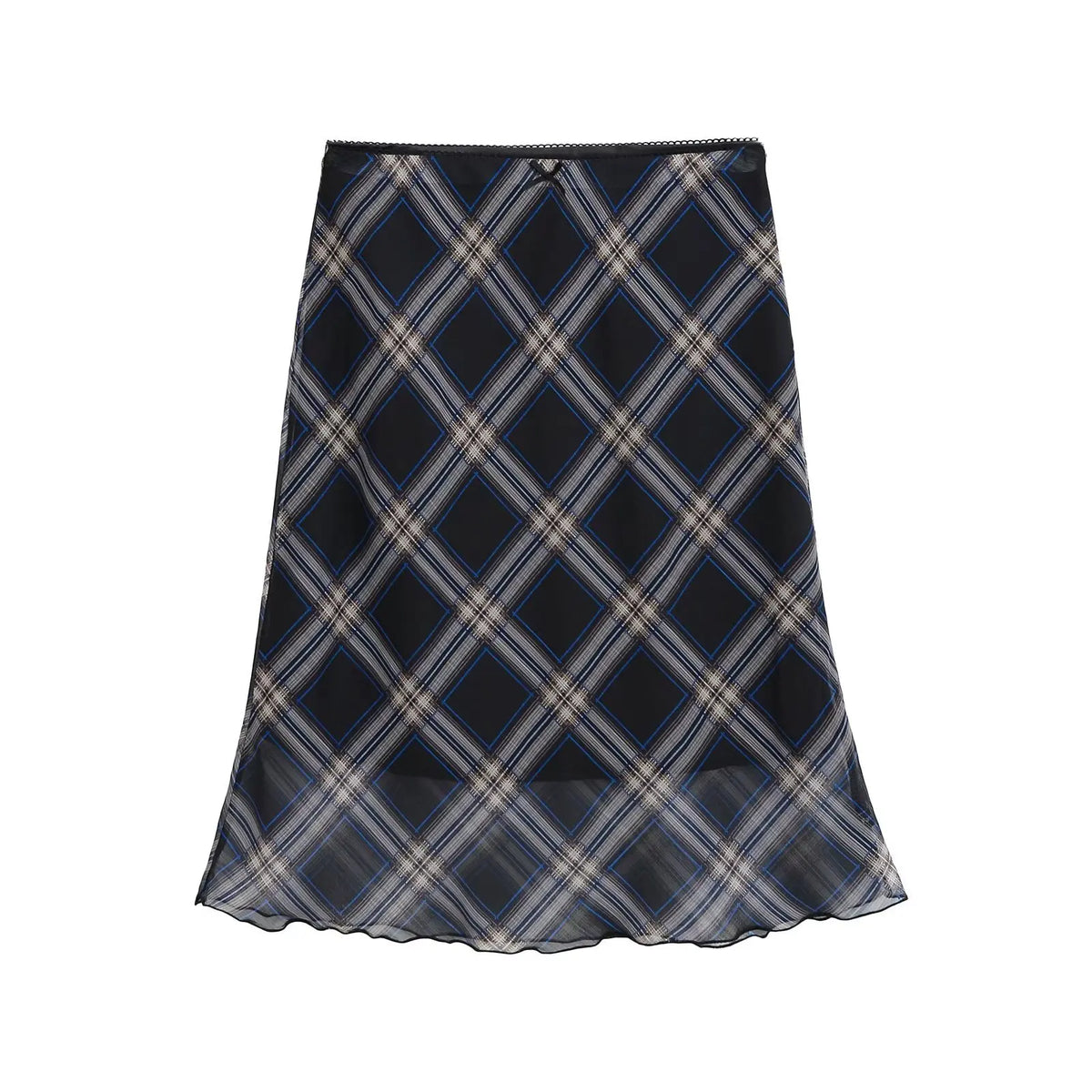 Printed High Waist A-Line Mid-Calf Skirt