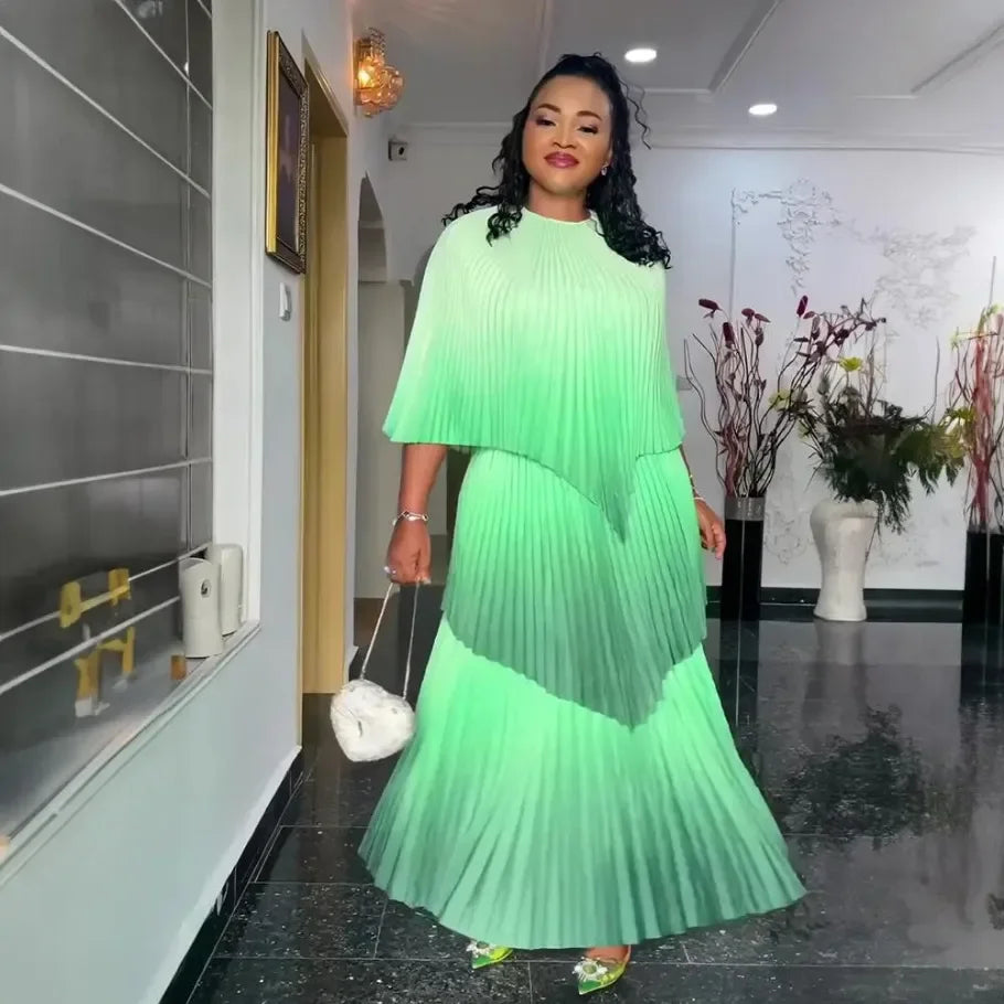 Elegant Pleated African Dress