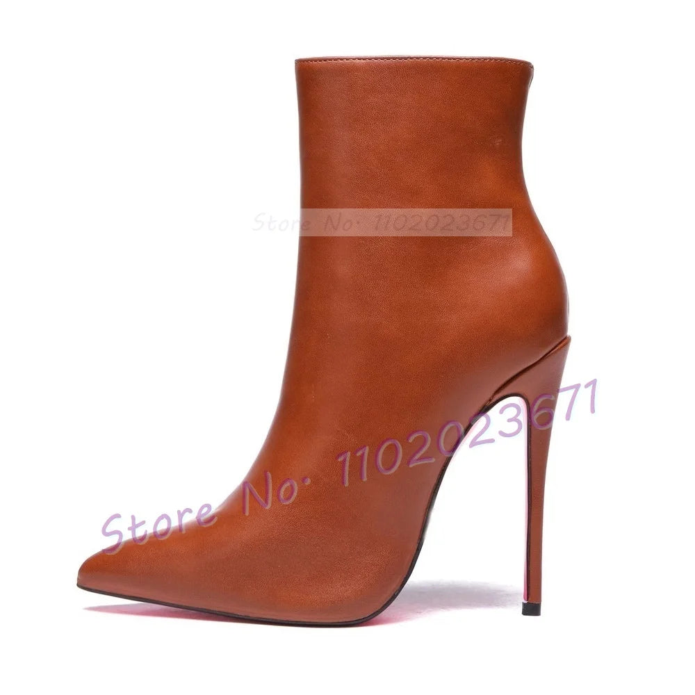 Pink Sole White Ankle Boots Women Pointed Toe Stylish Patent Leather High Heels Boots Female Elegant Casual Crocodile Shoes