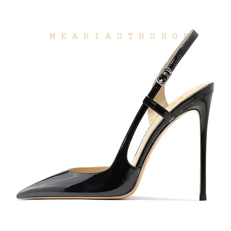 Black Lace Mesh Pointed Toe Side Open Slim High Heel Sandals For Women