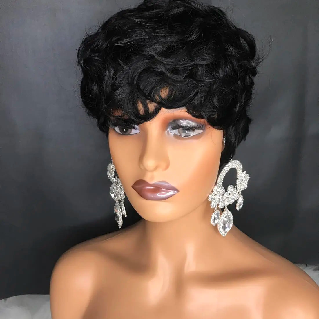 Natural Heat Resistant Curly Synthetic Pixie Wig for Women