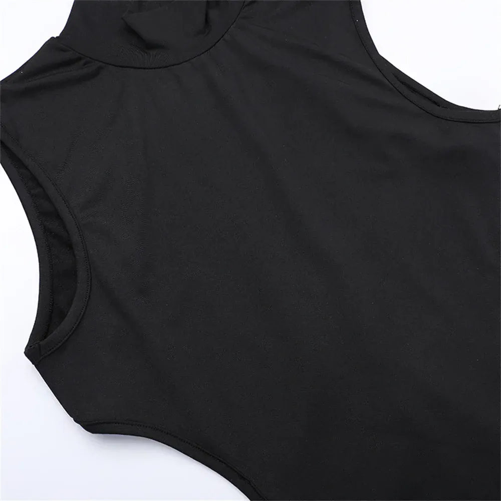Weird Puss Y2K Butterfly Metal Dress Women Hollow Backless Sleeveless Fitness Cross Bandage Midnight Club Summer Vacation Bodyco