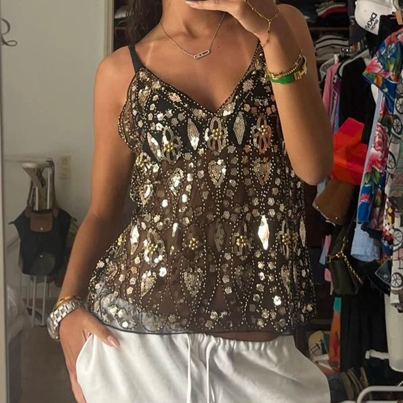Festival Sparkle See Through Sequin Camisole for Women