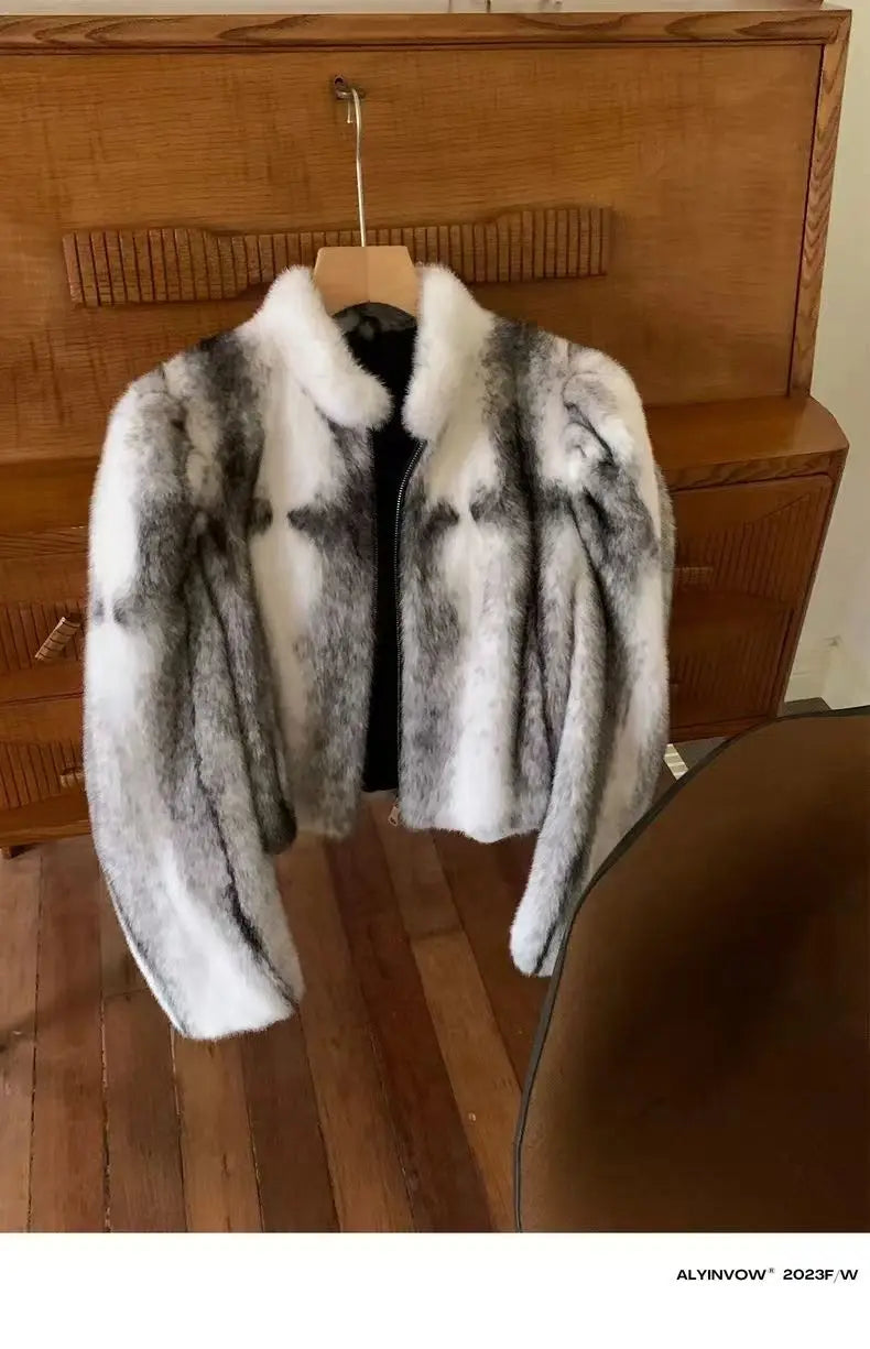 Faux Mink Fur Coat for Women,Short Jackets,O-Neck Overcoat,Female Clothes,High-Quality，England Style,Autumn,Winter,New