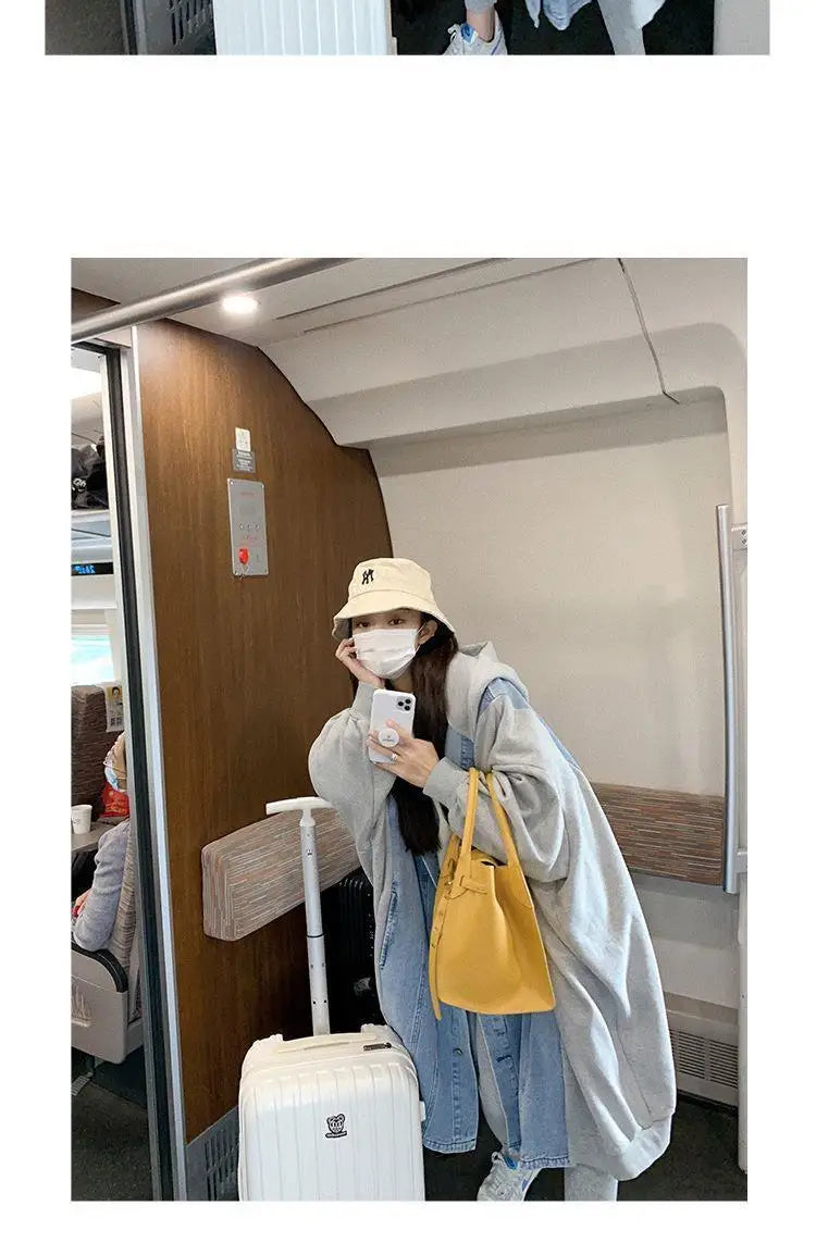 Hooded Mid Length Loose Spliced Casual Coat for Women