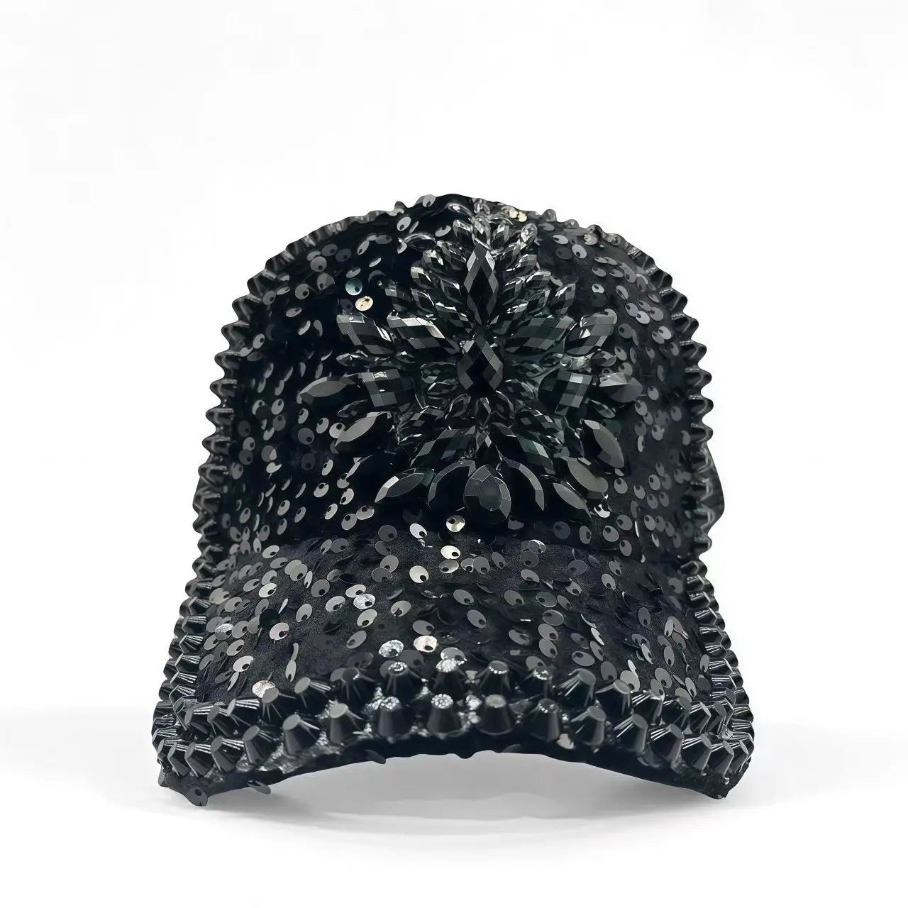 Black Luxury Steampunk Rhinestone Baseball Cap for Women