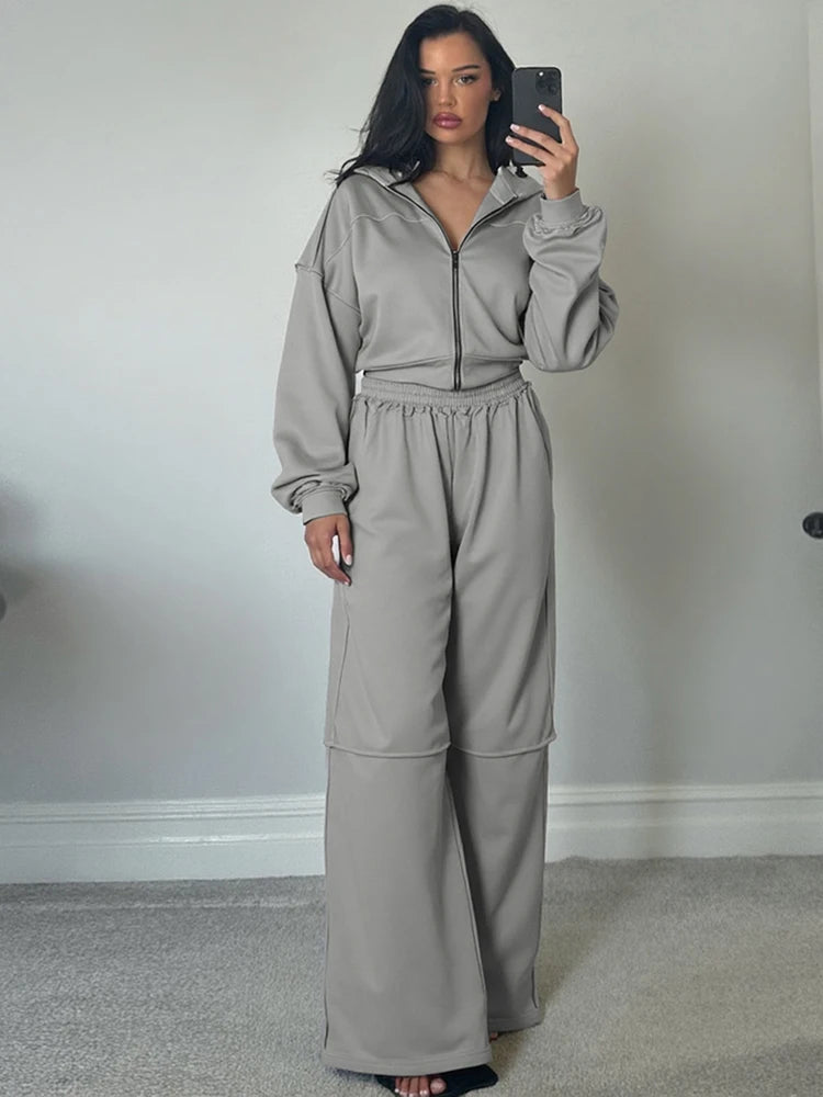 Cozy Woolen Hooded Pantsuit