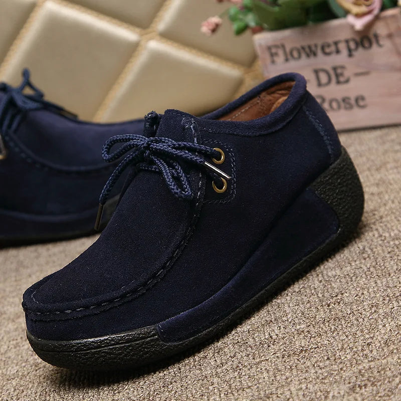 Lace Up Leather Platform Loafers