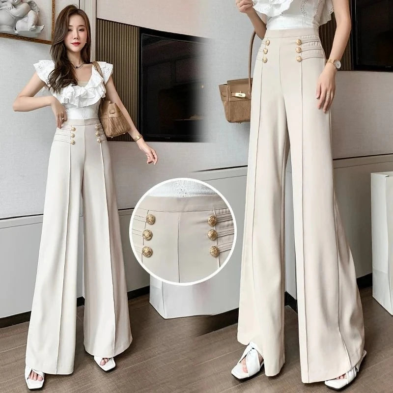 High Waist Female Trousers Elastic Classic Xxl Vintage Korean Fashion Chic and Elegant Aesthetic G 90s Women's Pants Wide Leg