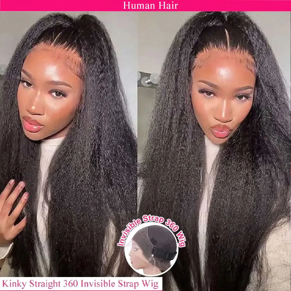 Chocolate Brown Kinky Straight Lace Front Wig for Women