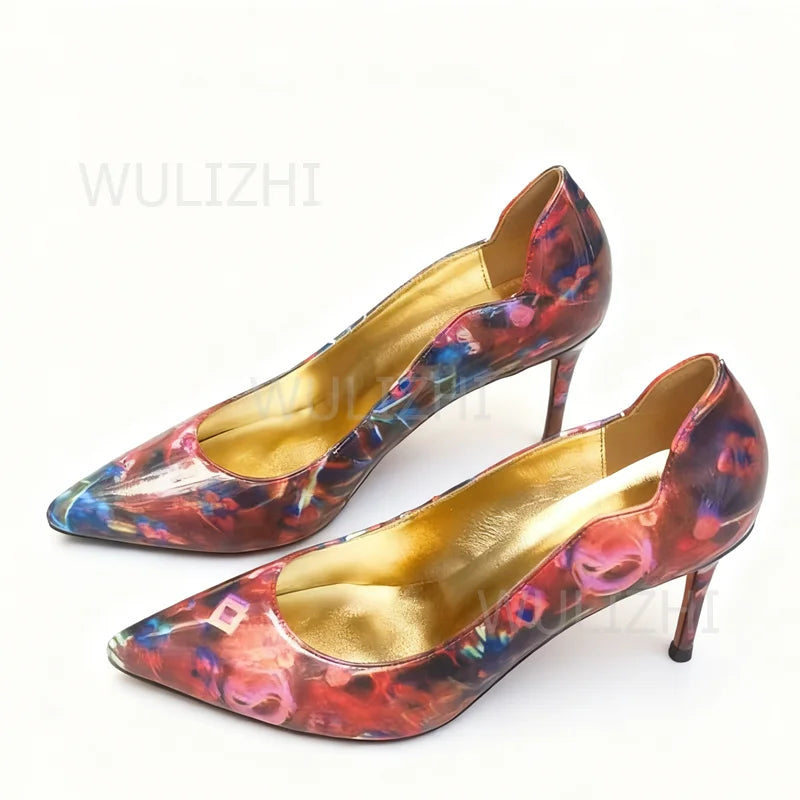 Metallic Red Pump Style Pointed Toes Sandals for Women