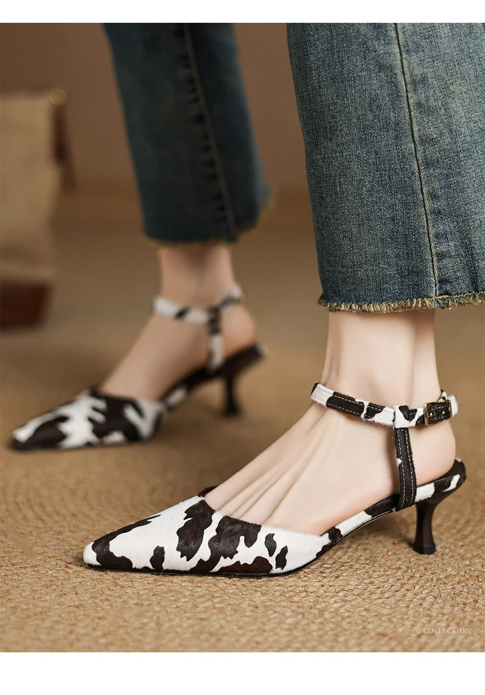 Genuine Leather Horsehair Detail Sandals for Women
