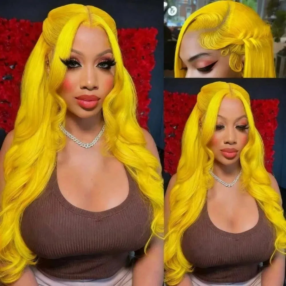 Bright Red Body Wave Heat Resistant Lace Front Wig for Women