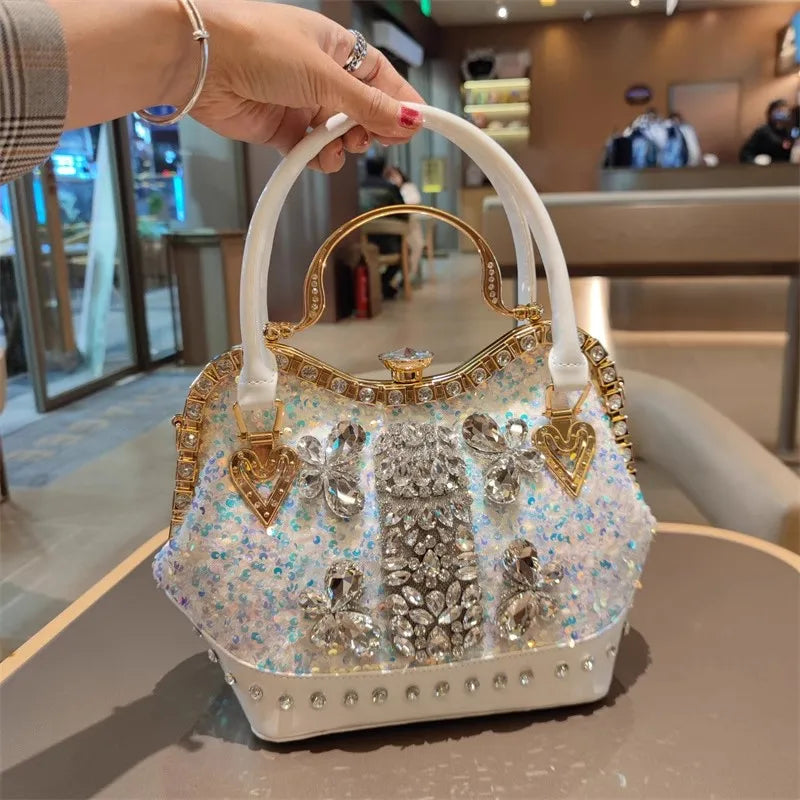 Crystal Sequin One Shoulder Crossbody Handbag for Women