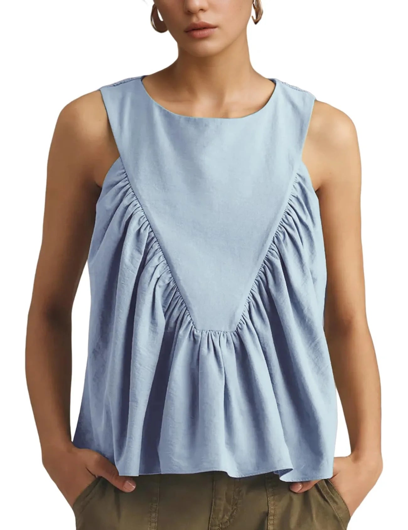 Versatile Casual Sleeveless Spliced Shirt for Women