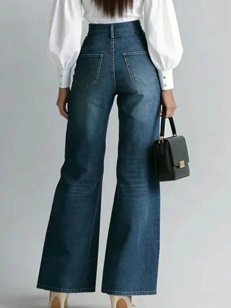 High Waist Split Hem Wide Leg Jeans