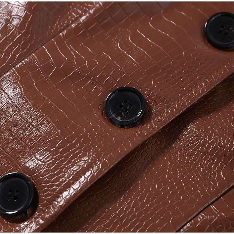 Slim Fit Single Breasted Faux Leather Jacket for Women