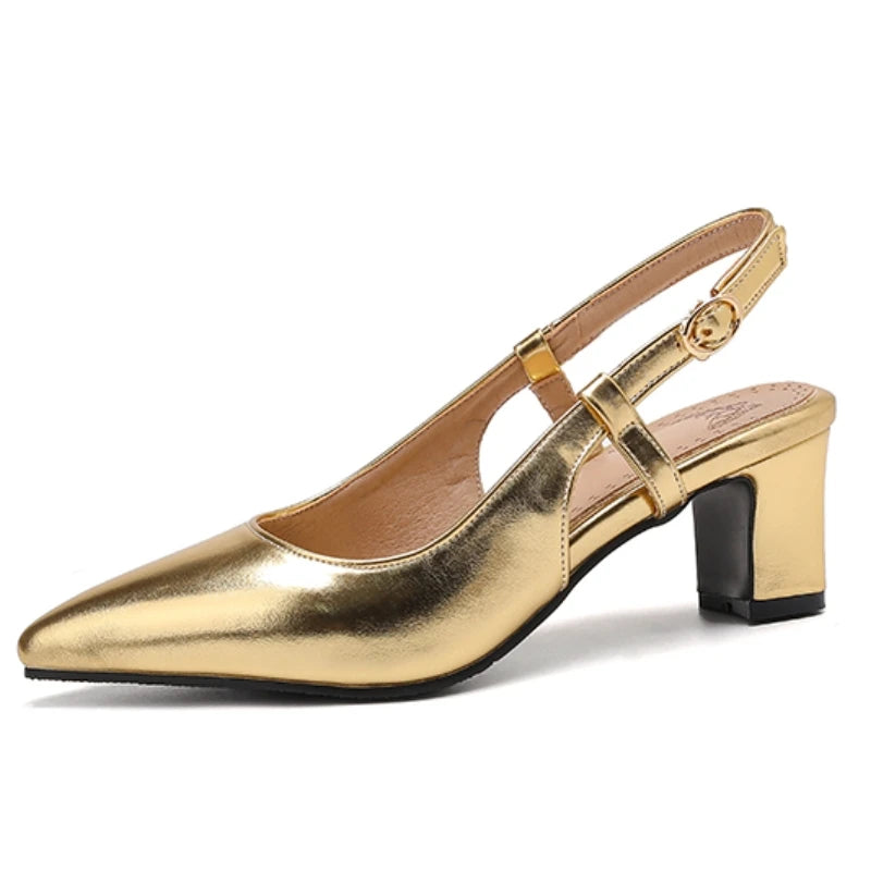 Elegant Low Heel Point Toe Slingback Sandals for Women