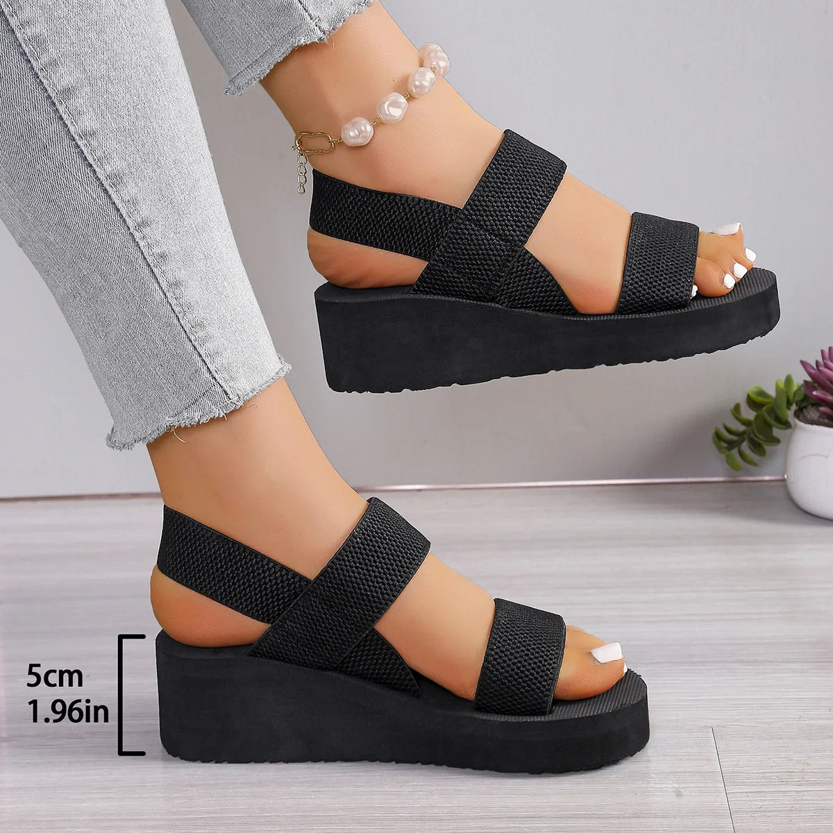 Thick Bottom Slingback Wedge Sandals