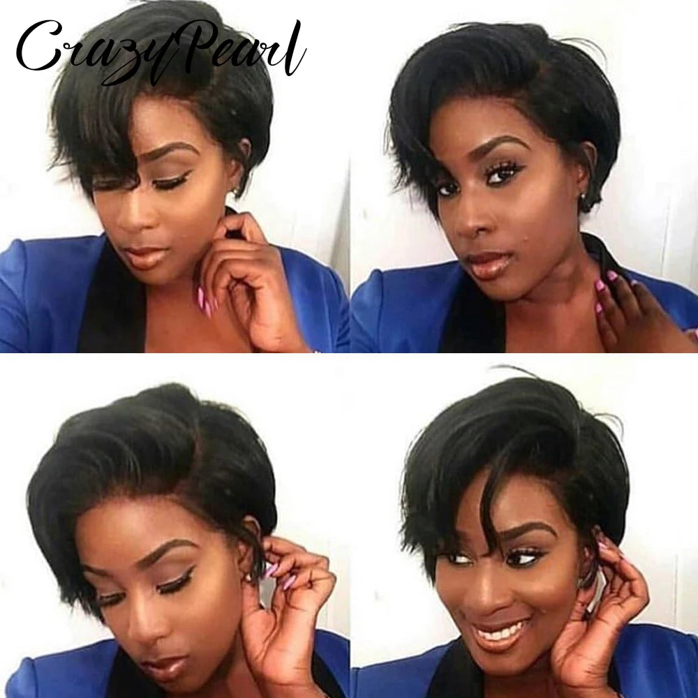 Short Lace Front Pixie Cut Human Hair Wig for Women