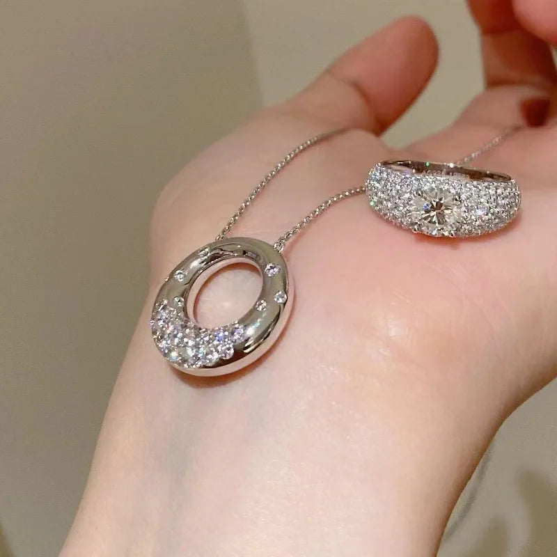 PANSYSEN 925 Sterling Silver Sparkling Pink Sapphire High Carbon Diamond Pendant Necklace 18K Gold Plated Wedding Party Jewelry