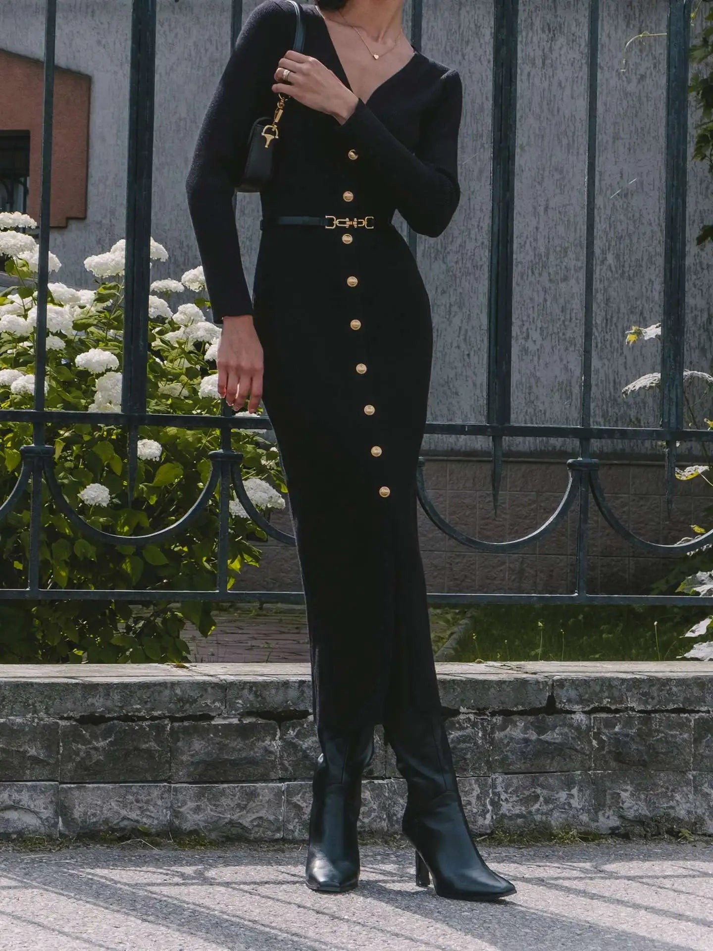 Cryptographic Fall Winter Knitted Button Sweaters Midi Dress Elegant Outfits Long Sleeve Split Bodycon Cardigan Dresses Clothes