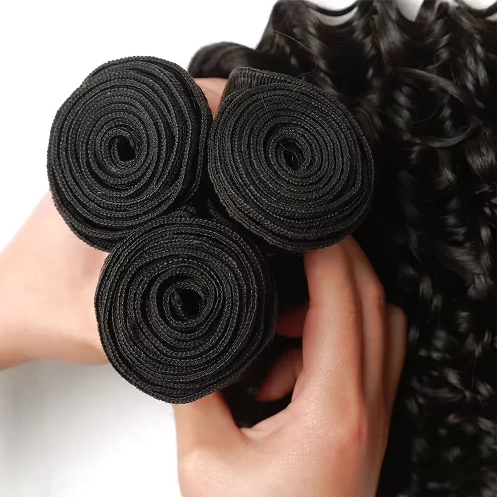 Deep Wave Natural Color Brazilian Hair Bundles for Women