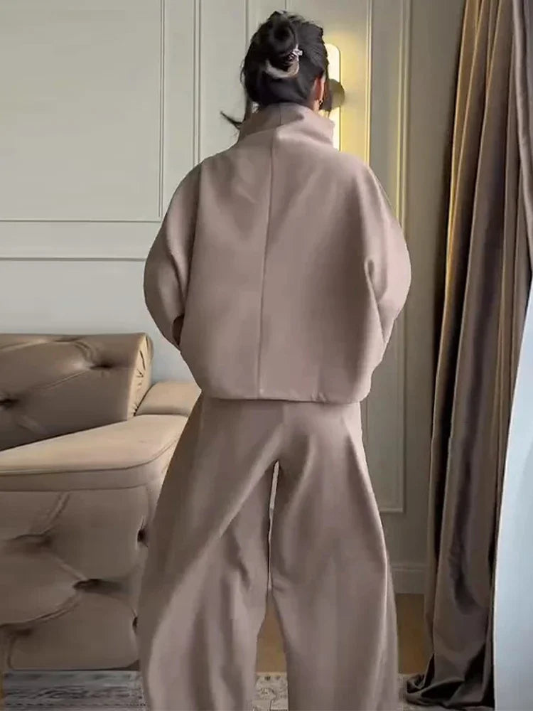 Loose Fit Casual Coat And Pant Set